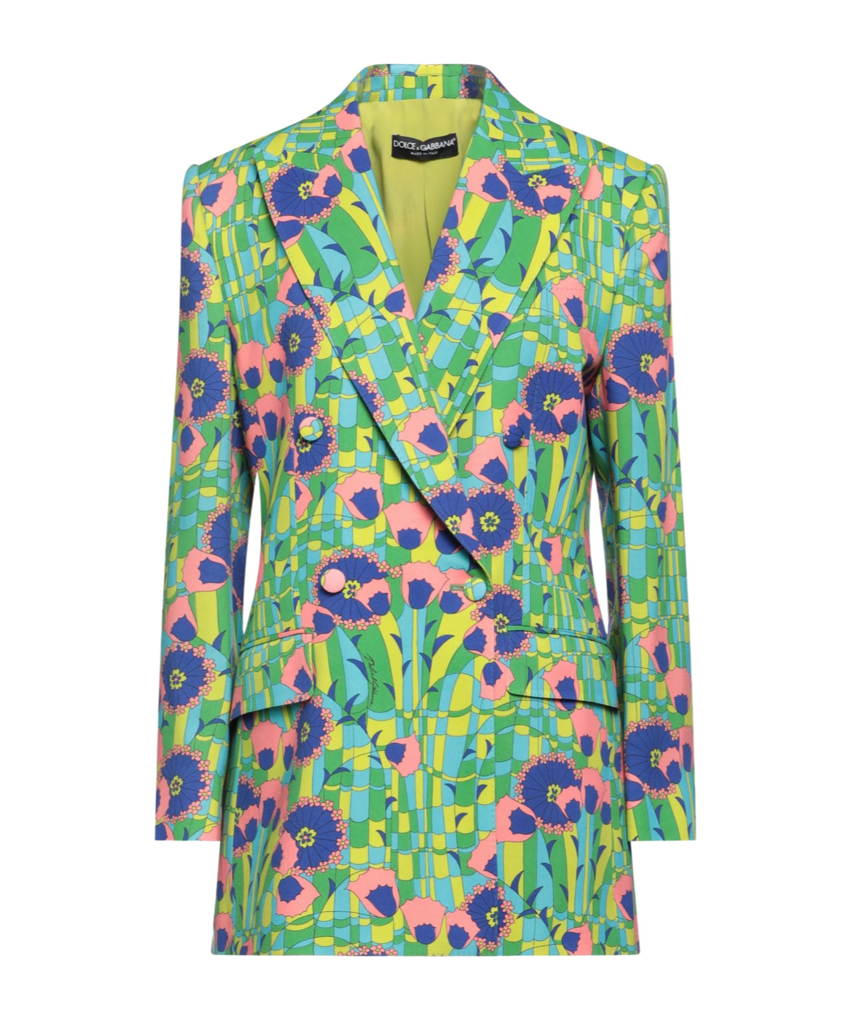 Dolce & Gabbana Multicolor Fitted Blazer In Green