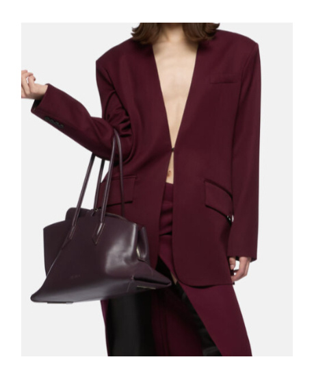 Attico Padded-shoulder Gabardine Blazer In Burgundy