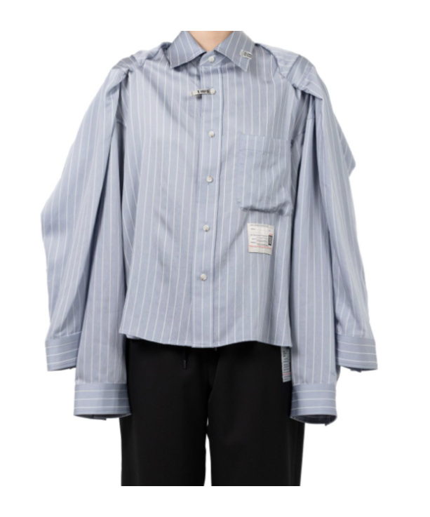 Miharayasuhiro Blue Sleeve Layered Stripe Shirt In Blue