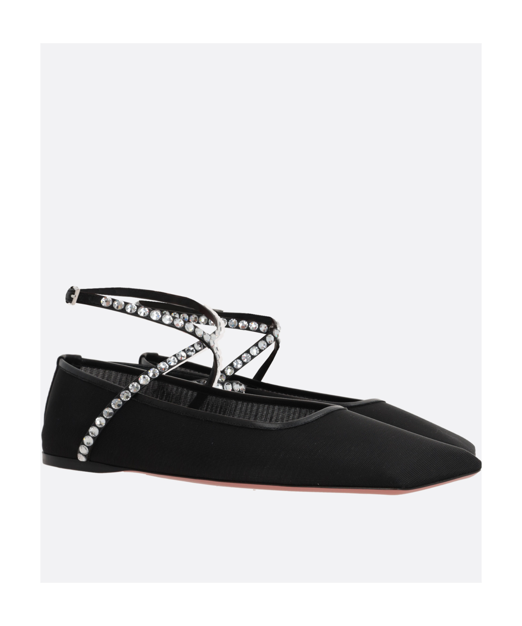 Shop Amina Muaddi Mesh Ballet Shoes In Black