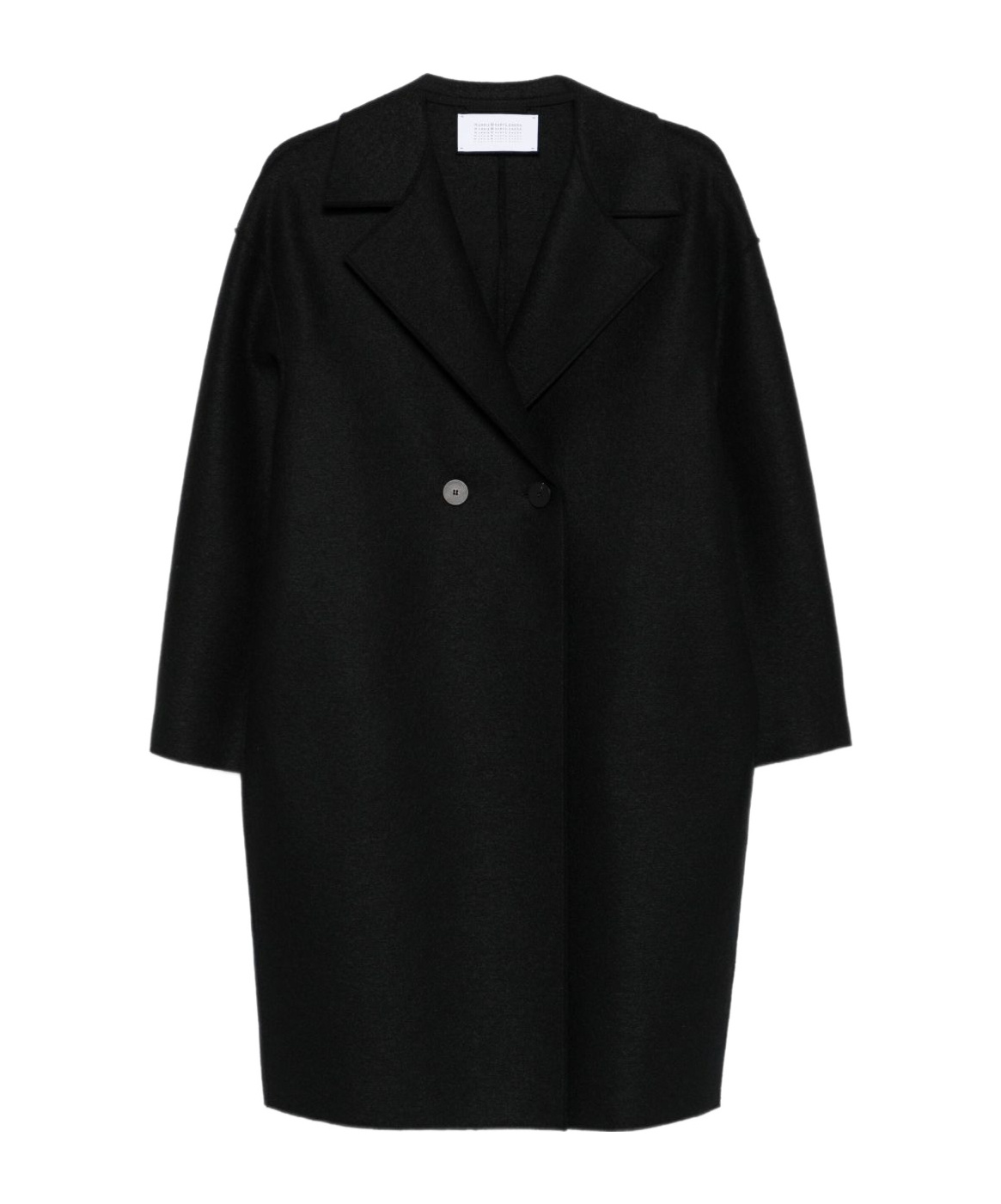 Harris Wharf London Black Double-breasted Coat With Dropped Shoulders In Wool Woman In Black