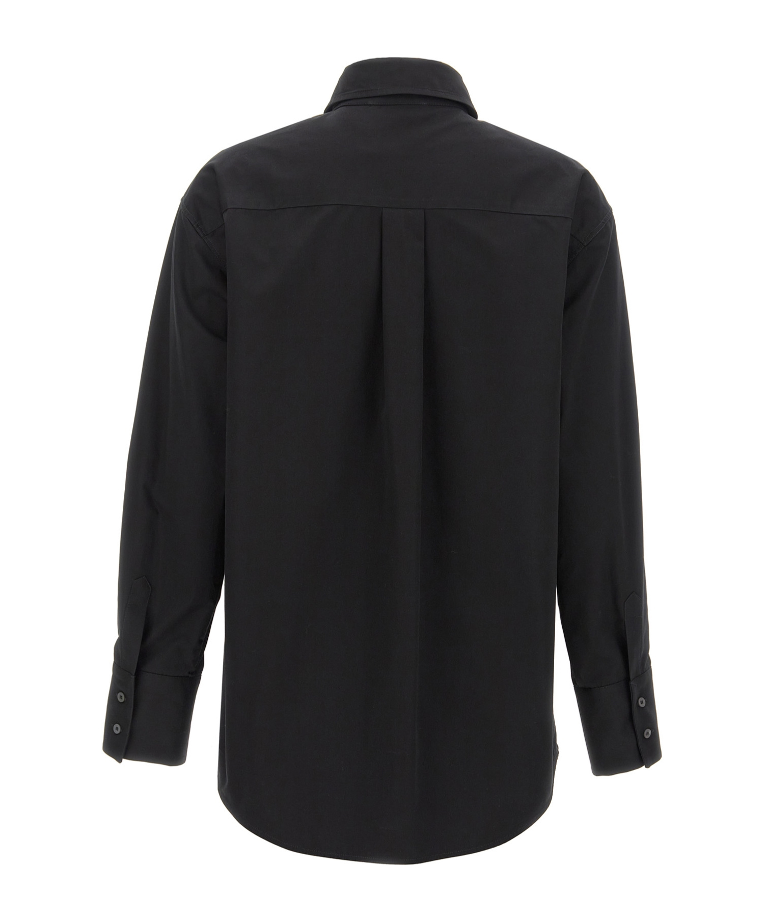 Fabiana Filippi Cotton Poplin Shirt With Knotted Lace Collar In Black
