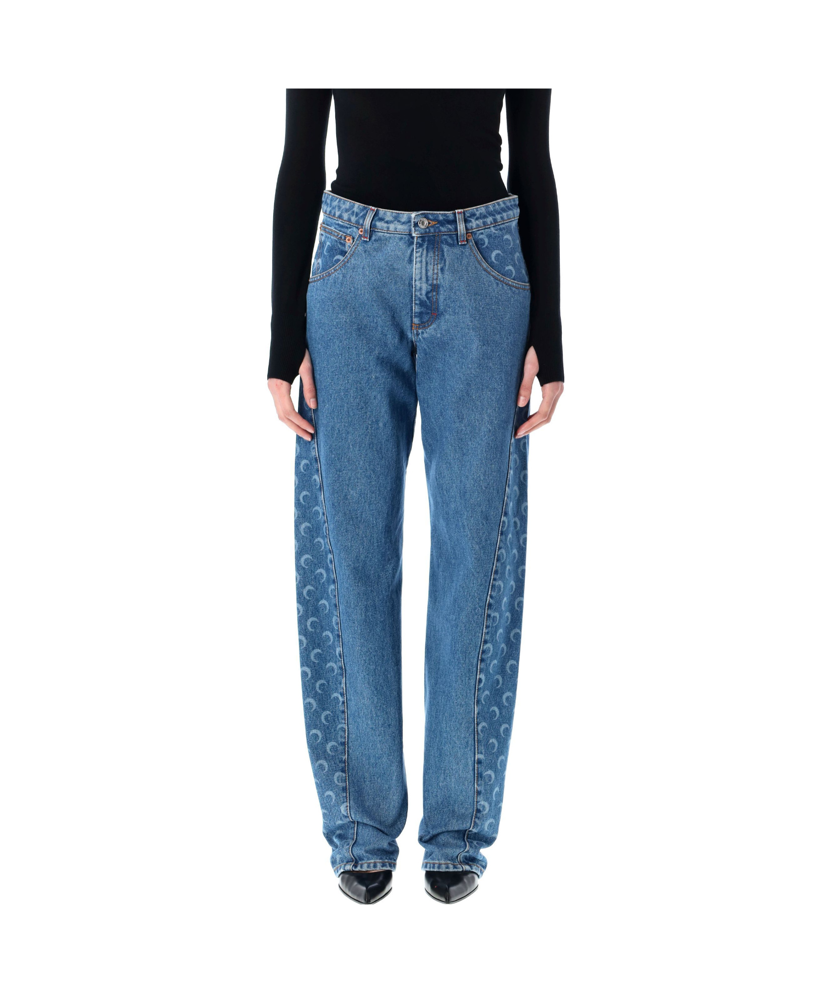 MARINE SERRE BELT-LOOP JEANS