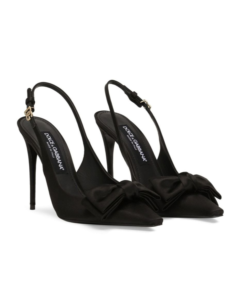 Dolce & Gabbana Mun 105 Satin Slingback Pumps With Bow In Black