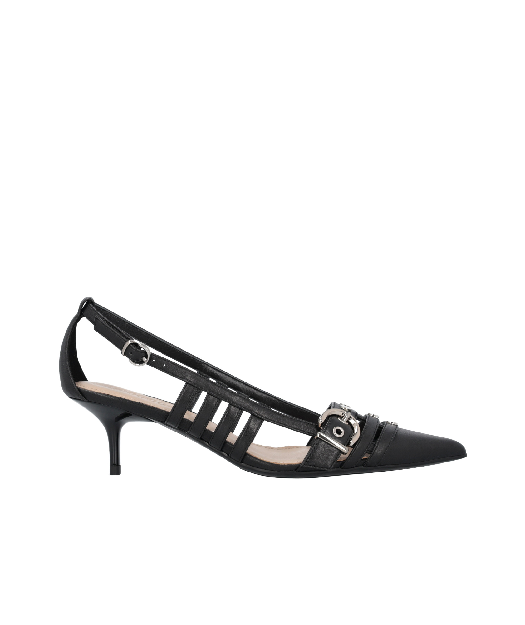 Shop Pinko Hollowed-out High-heeled Sandals In Black