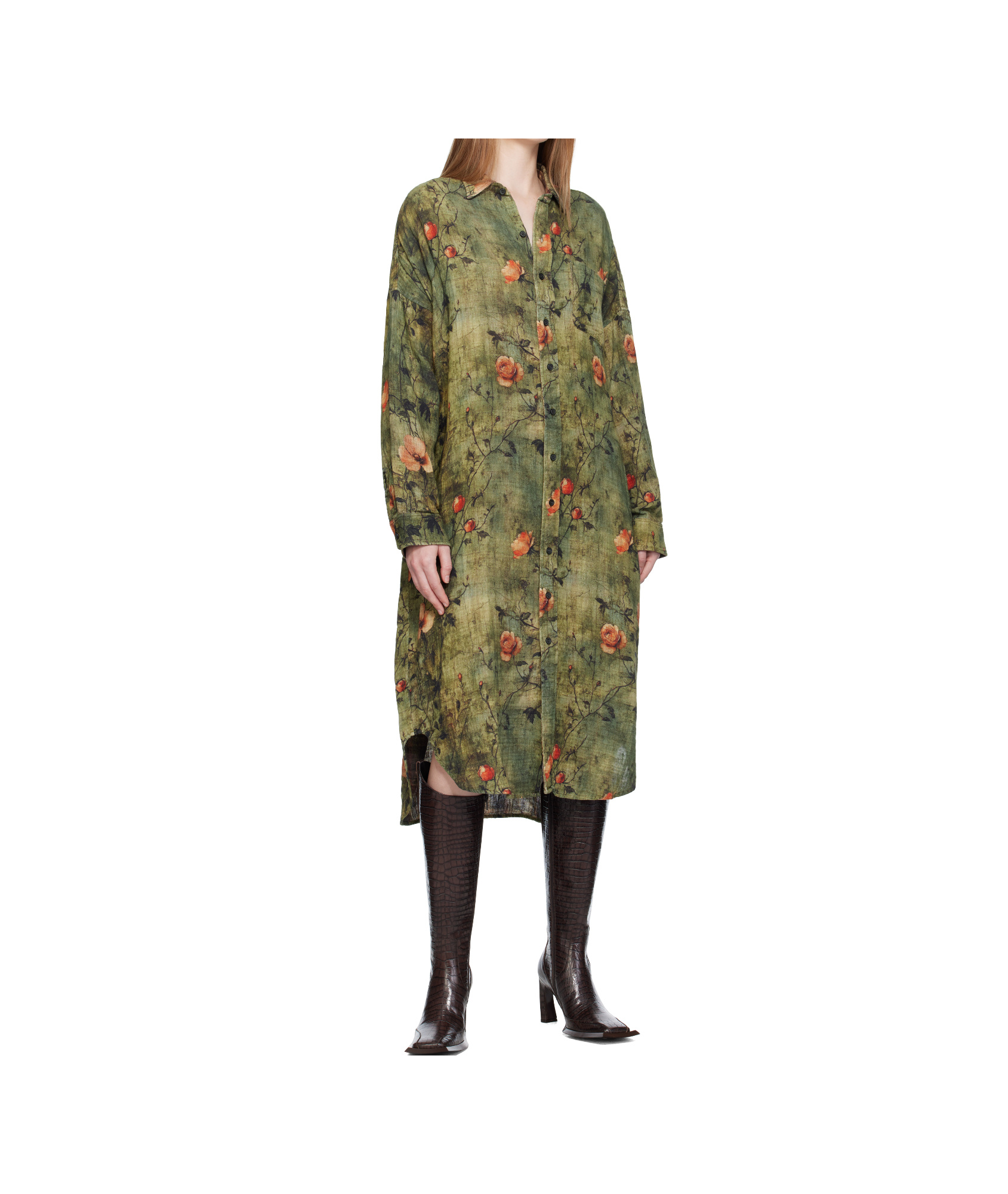 R13 Jumo Checkered Midi Dress In Green