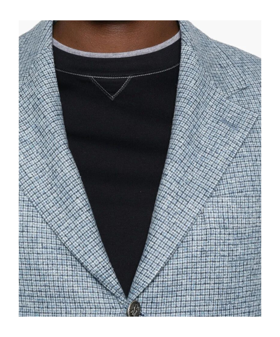 Brunello Cucinelli Checked Blazer In Blue