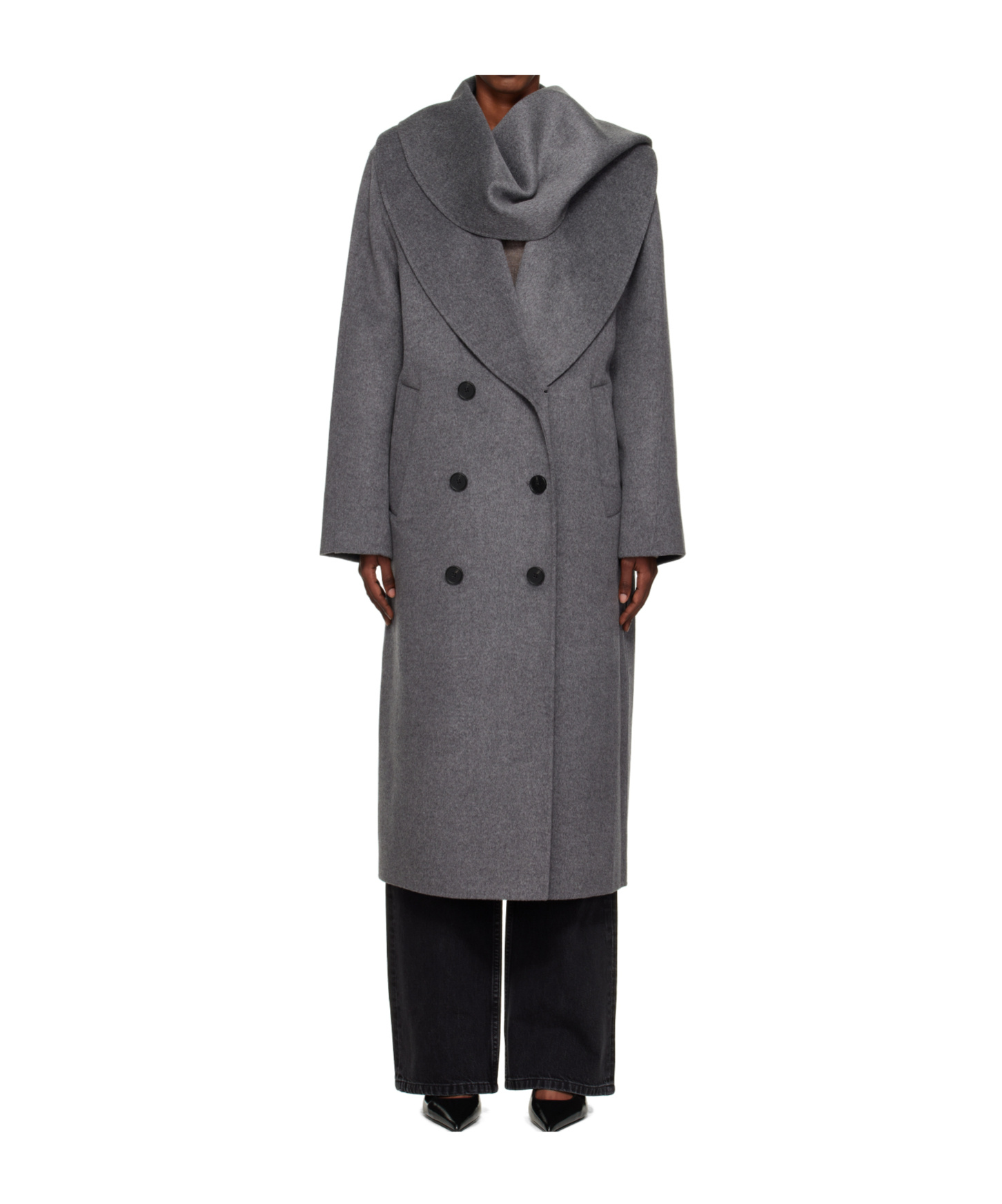 Rohe Double-sided Scarf Collar Coat In Gray