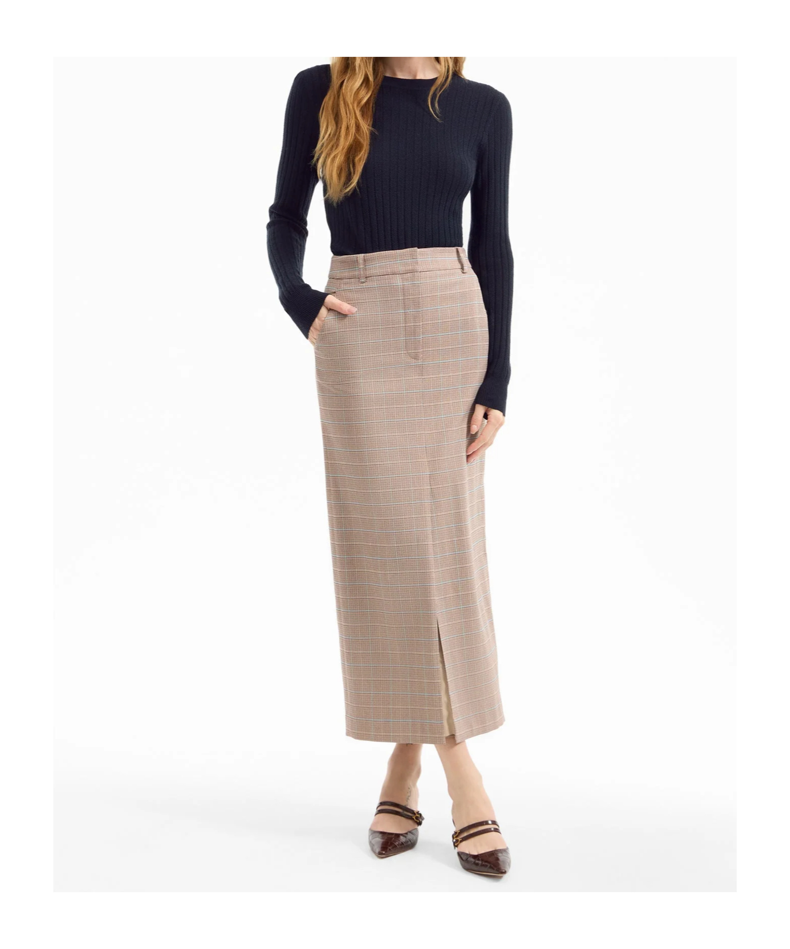 Veronica Beard Cheval Ribbed Crew-neck Sweater In Blue