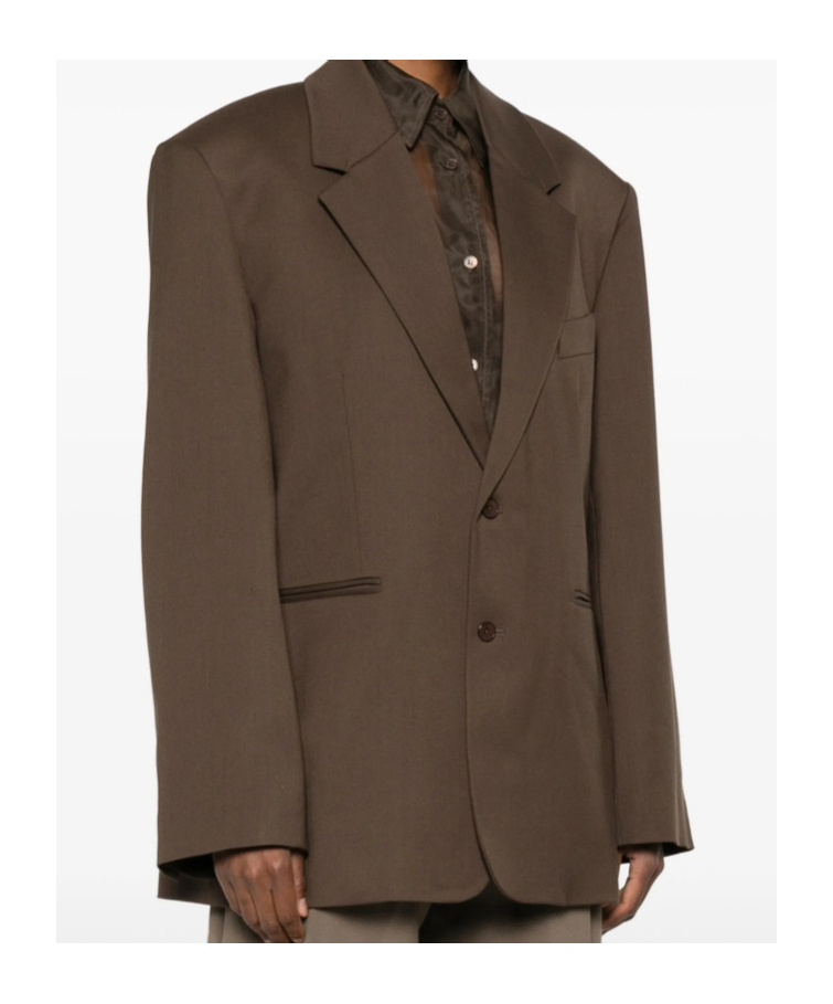 The Frankie Shop Long-sleeved Suit Jacket In Brown