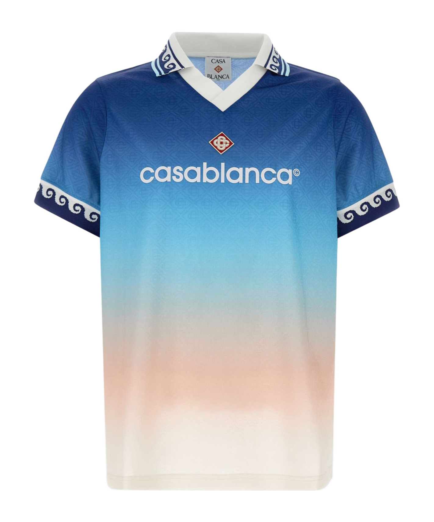 Shop Casablanca Jacquard Monogram Polo Shirt In Multi-color