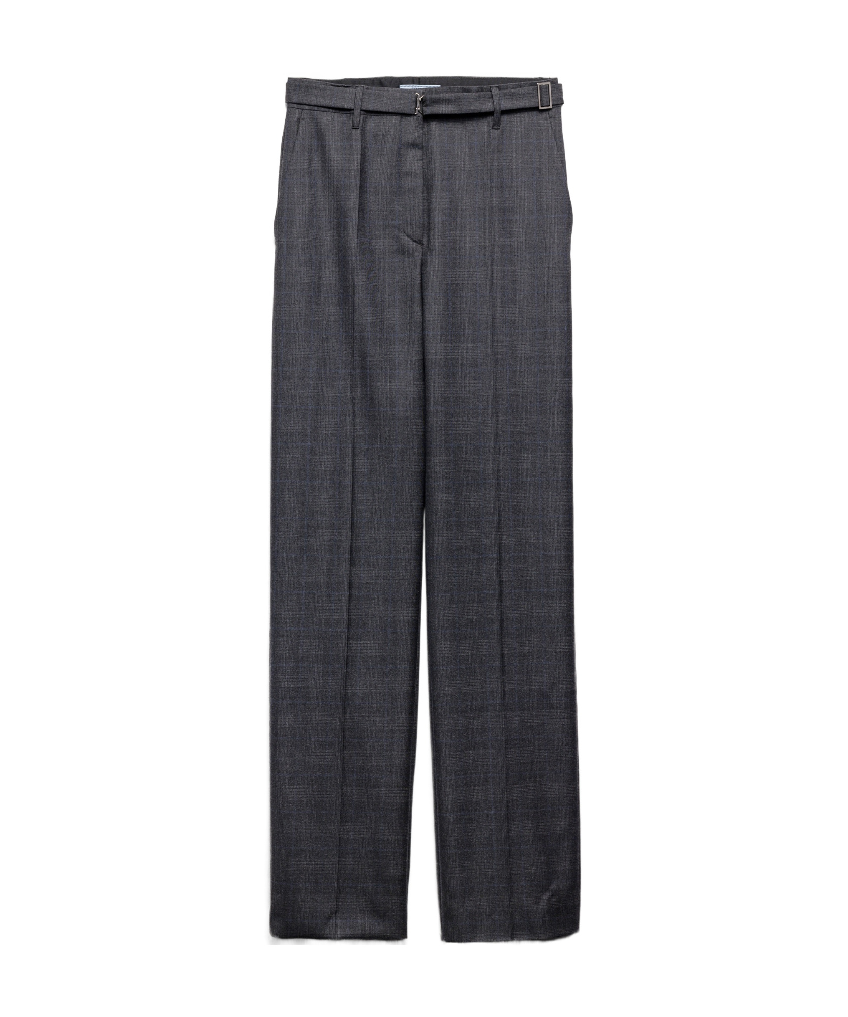 Prada Fantasia 130s Plaid Straight Leg Wool Pants In Gray