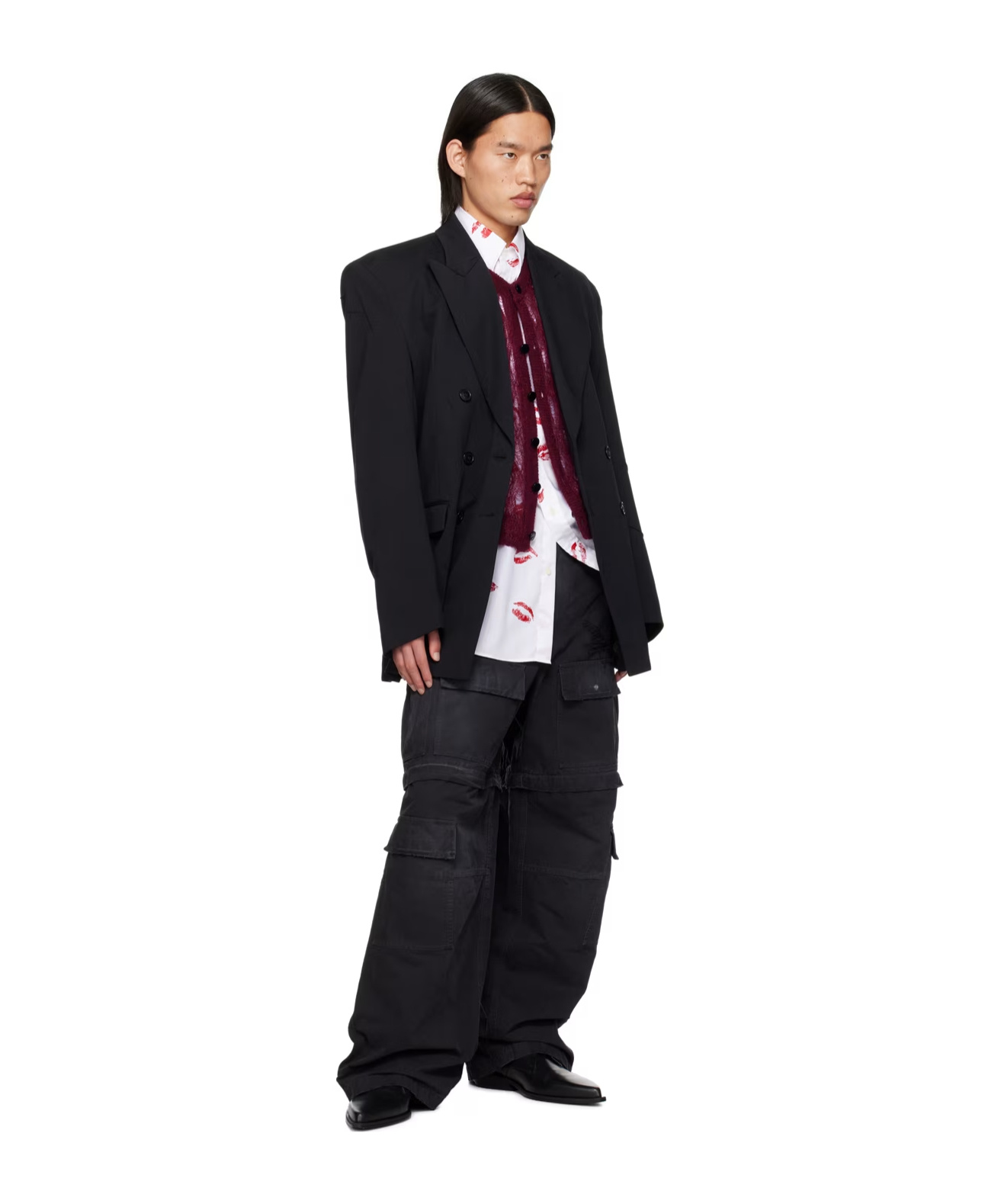 Vetements Lapel Long-sleeved Suit Coat In Black