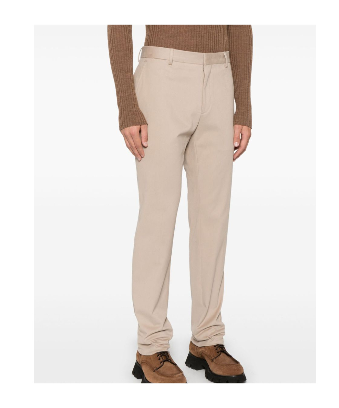 Shop Zegna Belt-loop Casual Pants In Nude
