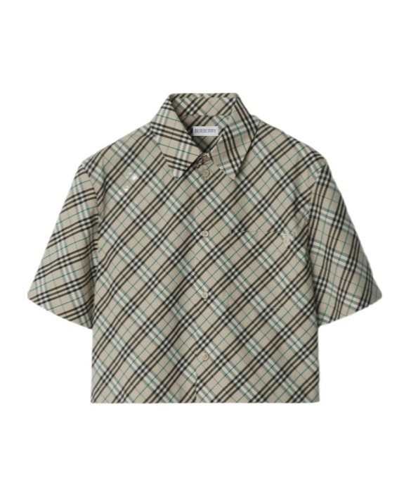 Burberry Women's Checked Cotton Shirt In Gray
