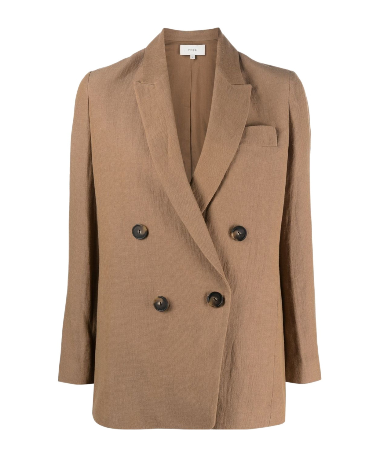 Vince Double-breasted Blazer In Brown