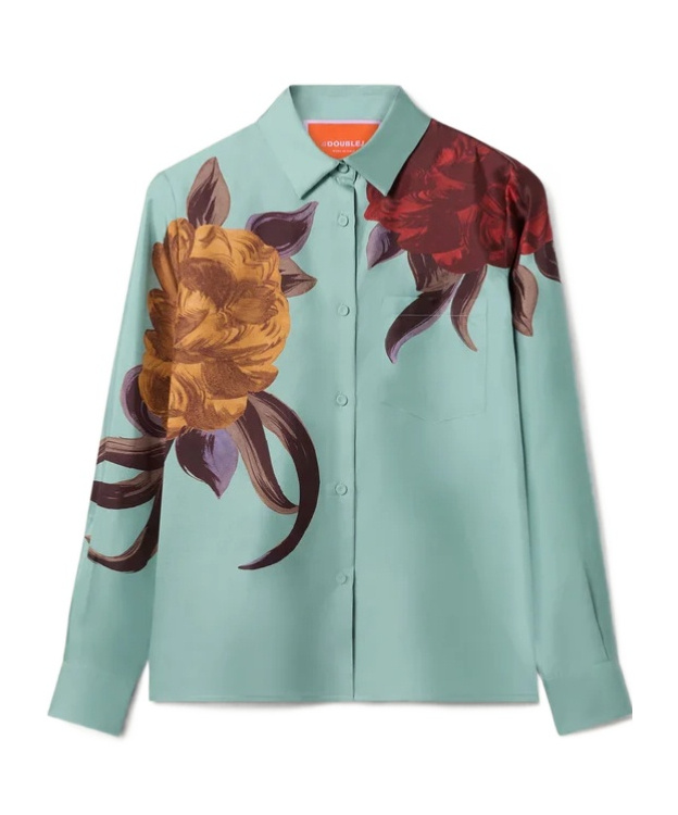La Doublej Boy Printed Silk-twill Shirt In Multi