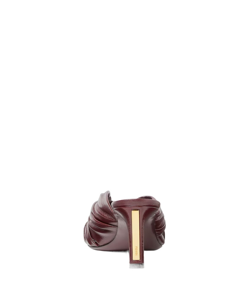 Fendi Arco Burgundy Nappa Leather High-heeled Slides In Red