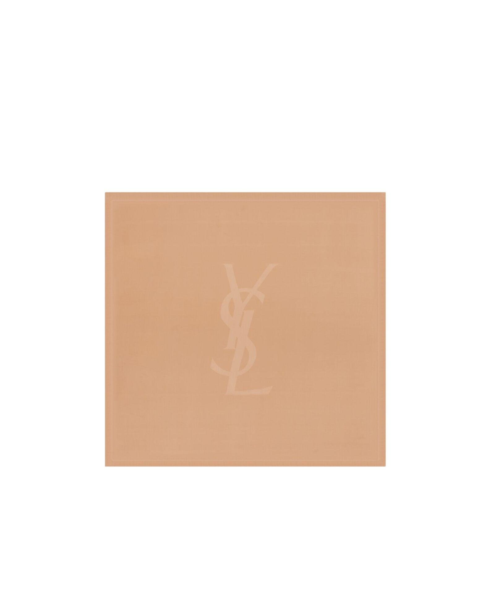 Saint Laurent Cassandre Square Scarf In Semi-sheer Silk Charmeuse In Nude