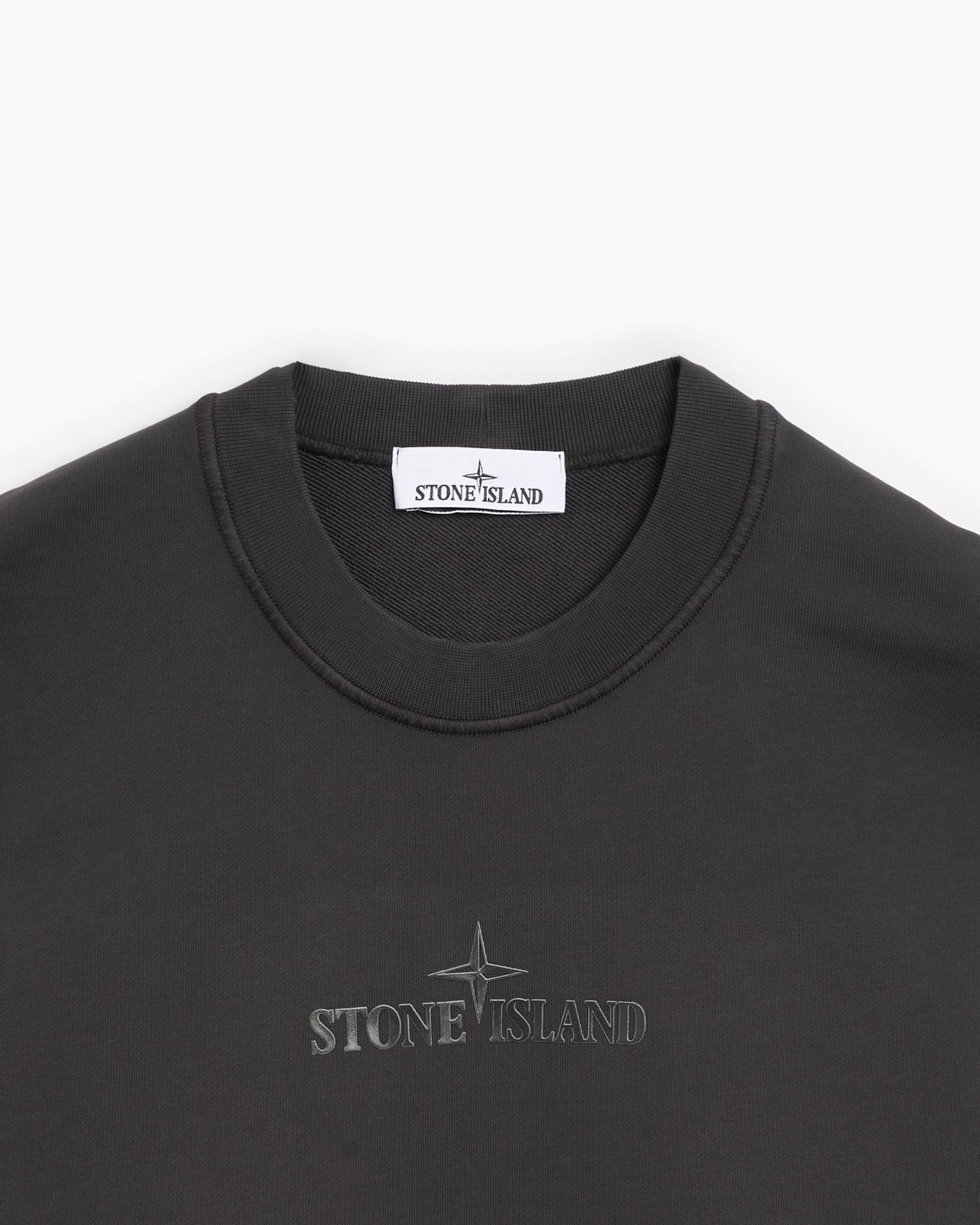 Stone Island Logo Printed Crewneck Sweatshirt In Gray