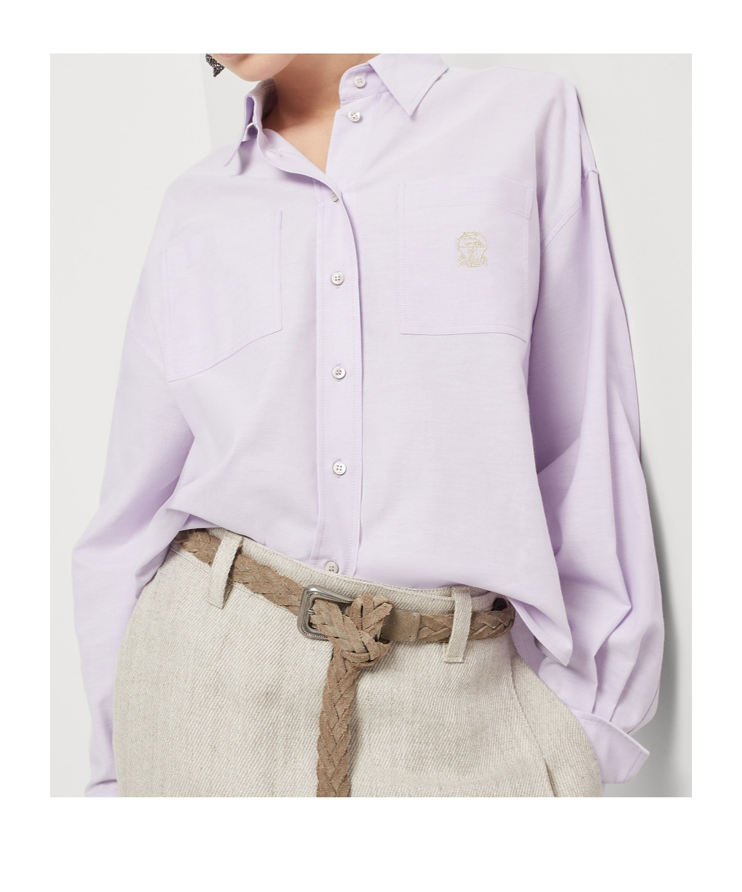 Brunello Cucinelli Logo-embroidered Cotton Shirt In White
