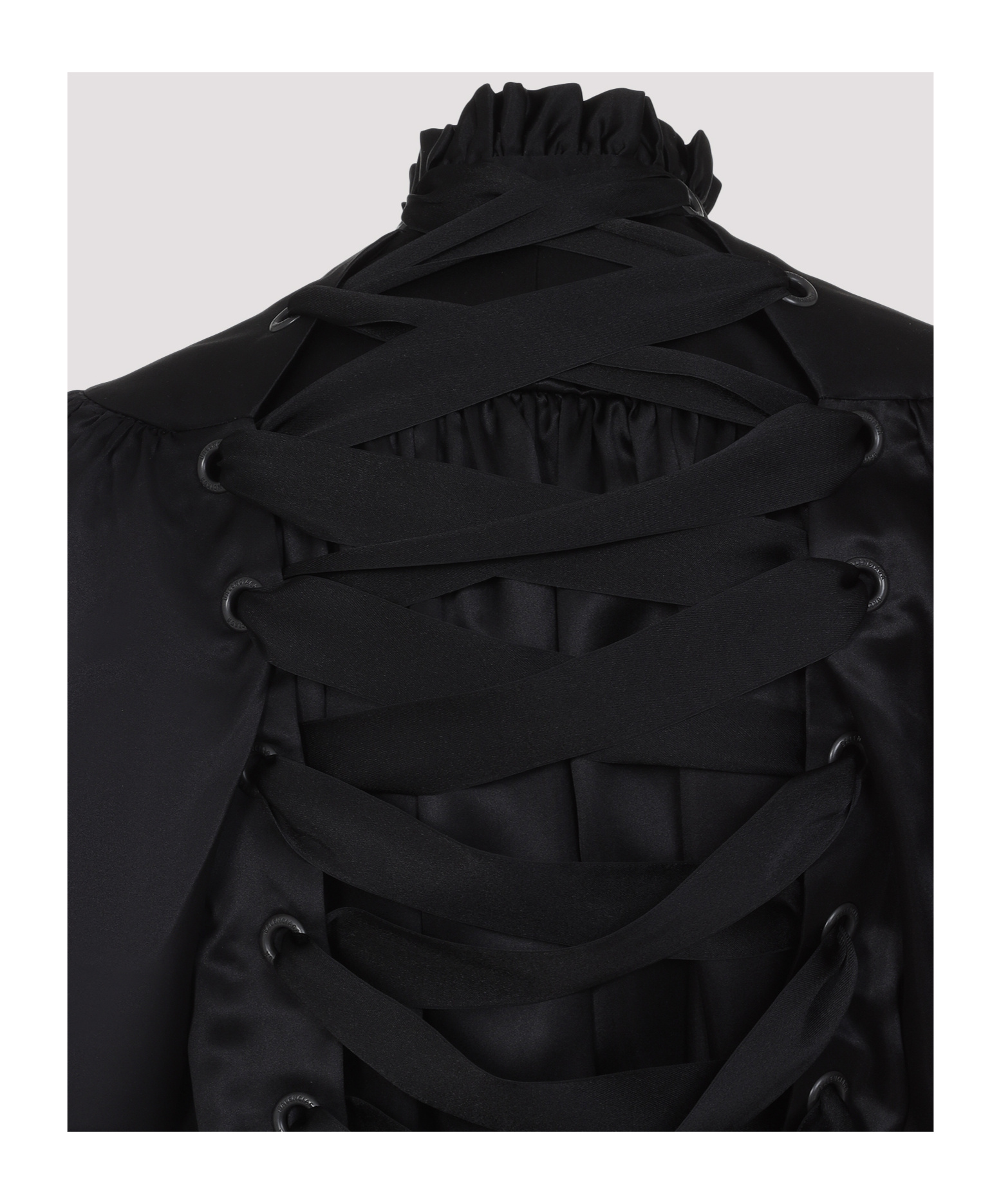 Balenciaga Silk Blouse With Decorative Tie At Neckline In Black