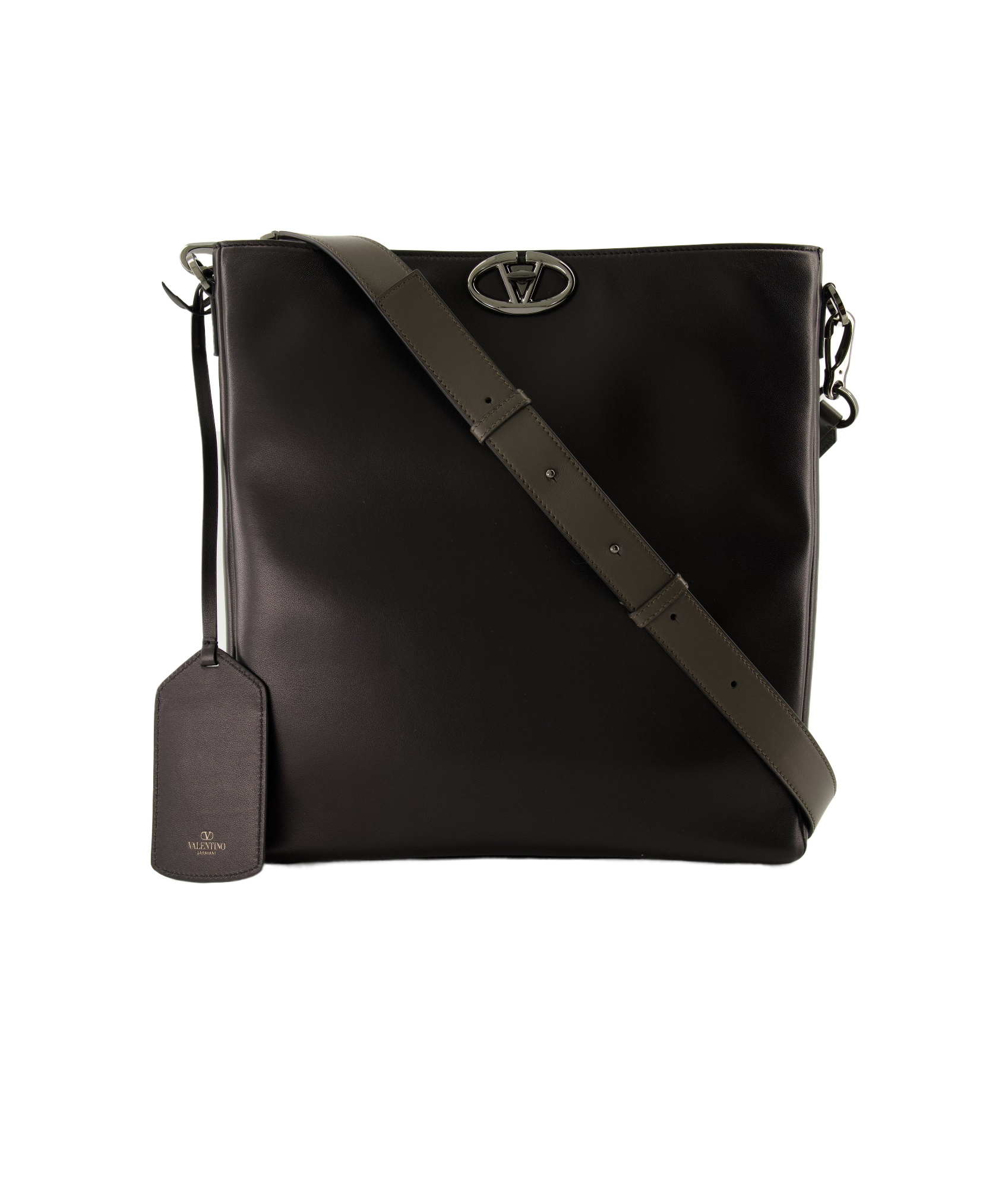 Valentino Garavani Logo Lock Leather Shoulder Bag In Black