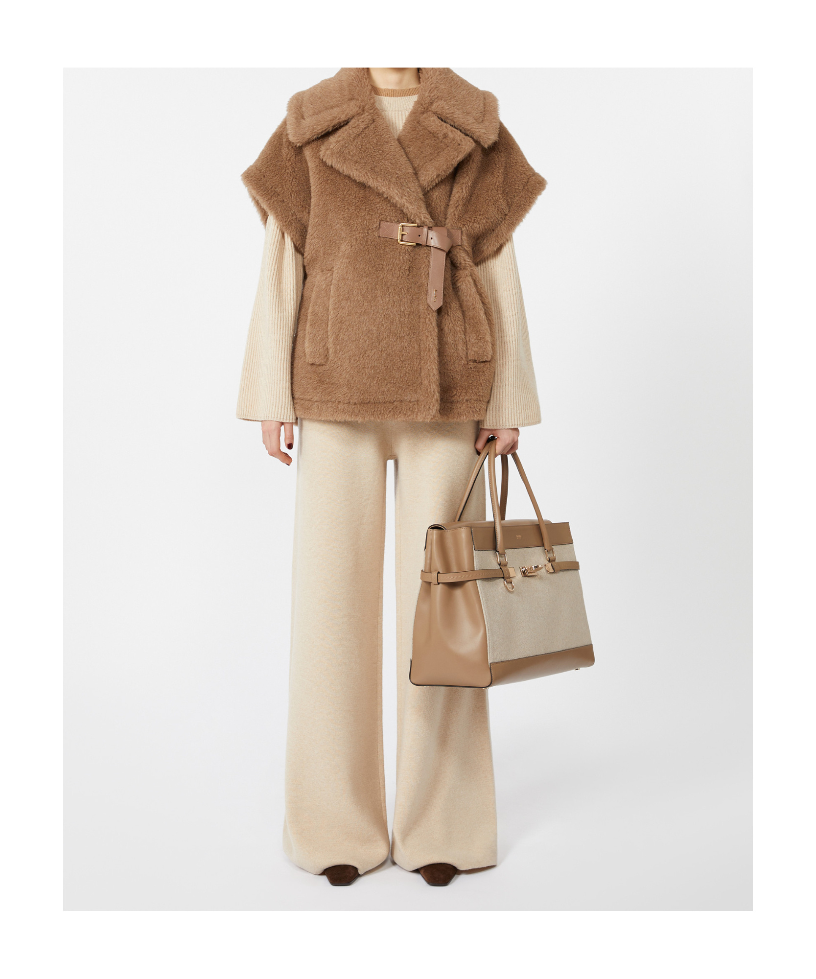Max Mara Alpaca And Cashmere Teddy Cape In Brown