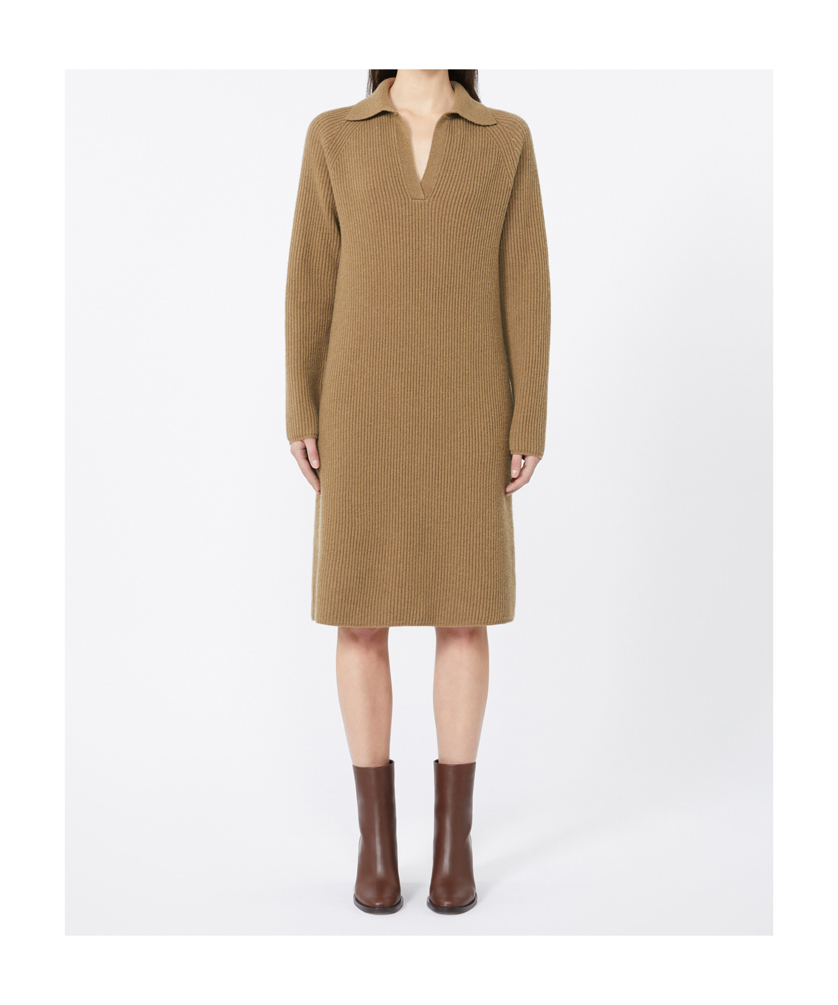 Max Mara Wool And Cashmere Soft Dress In Brown