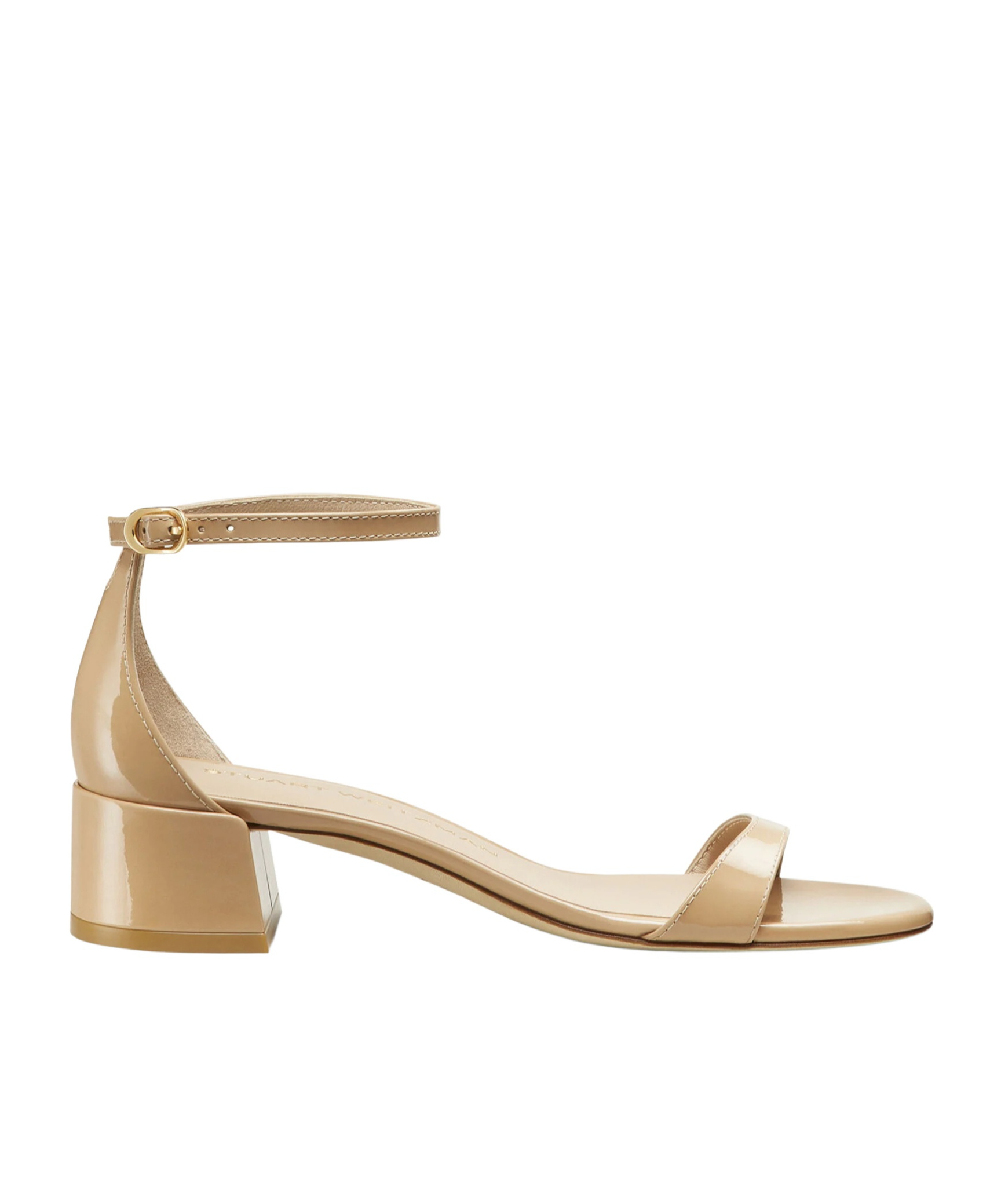 Stuart Weitzman Nudist Patent Ankle-strap Sandals