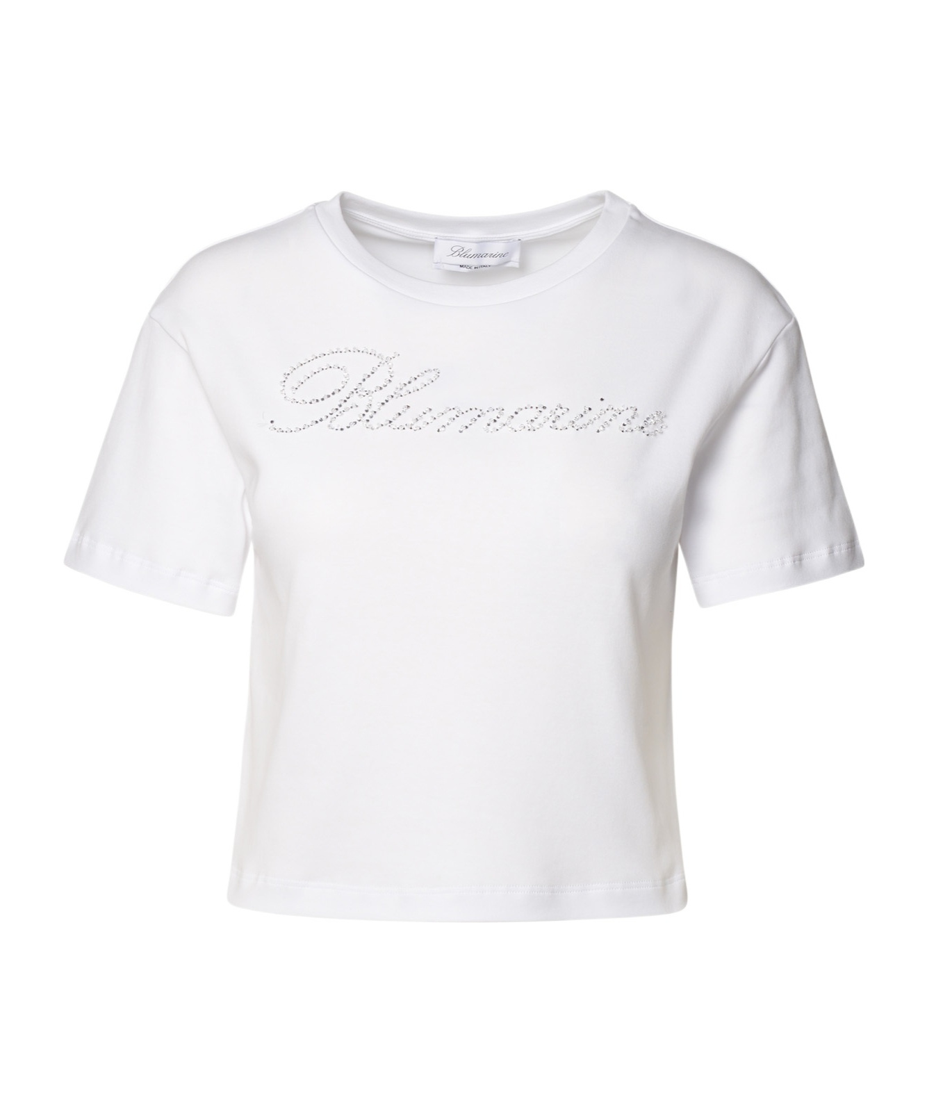 Blumarine T-shirt With Studs And Rhinestone Embroidery In White
