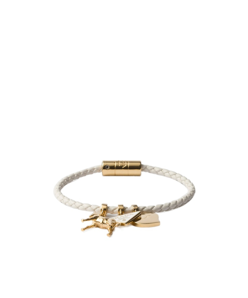 Prada Braided Nappa Leather Bracelet In White
