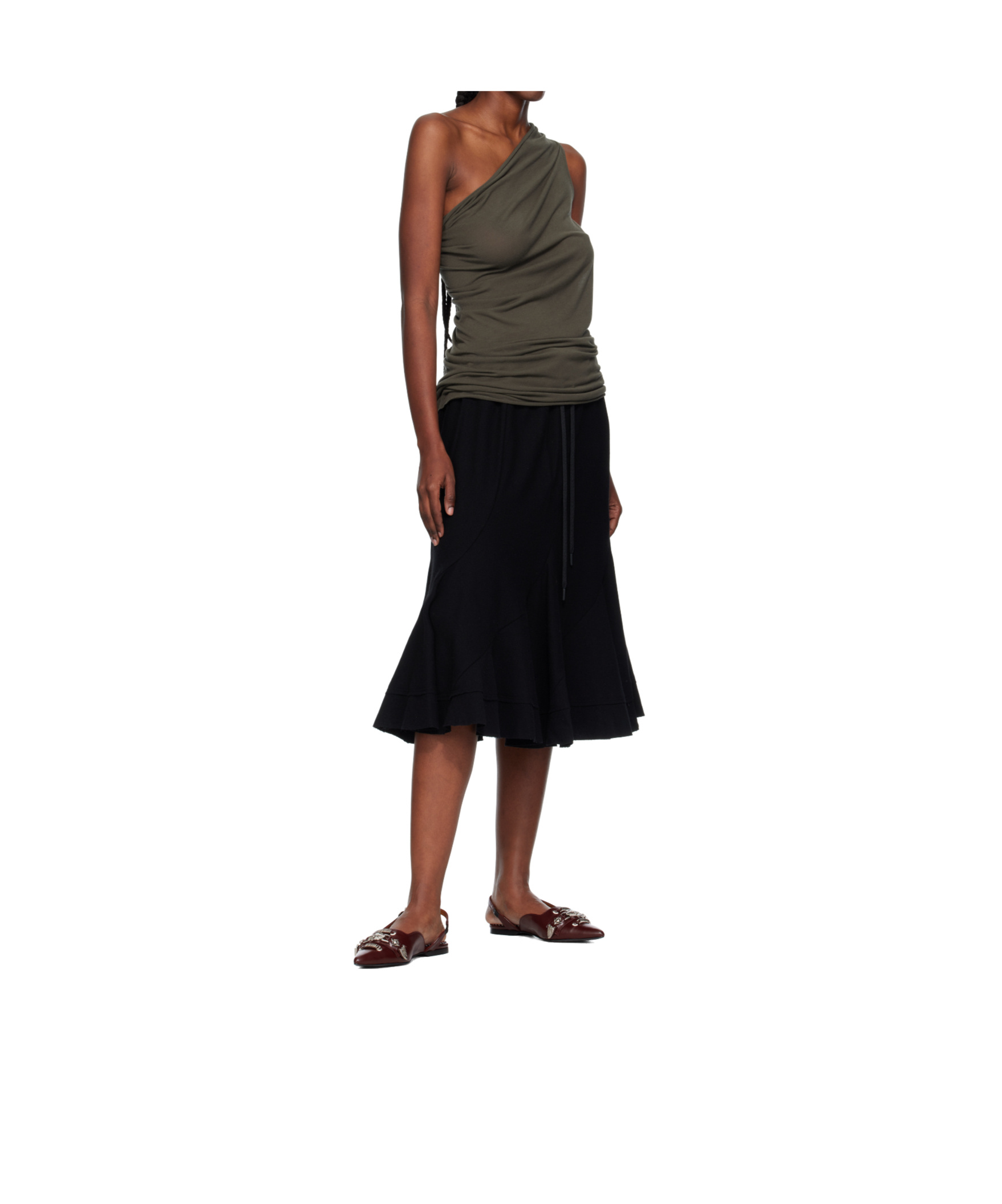 Toga Metal Belt Flats In Brown