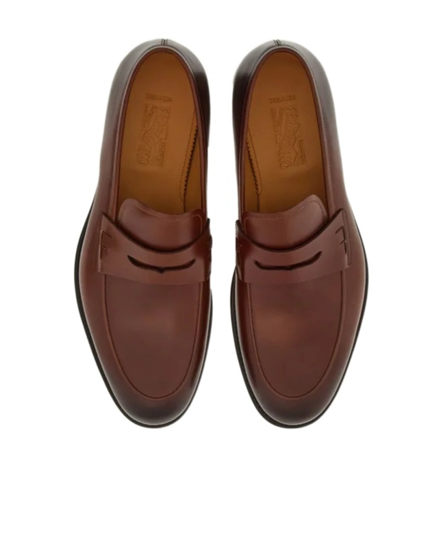Ferragamo Man Loafers Brown Size 8.5 Calfskin In Brown