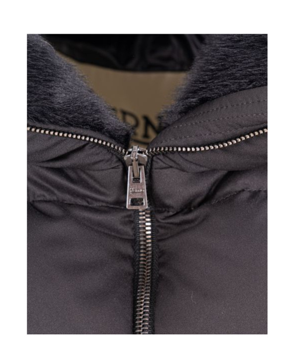 Herno Faux-fur Collar Puffer Jacket In Gray