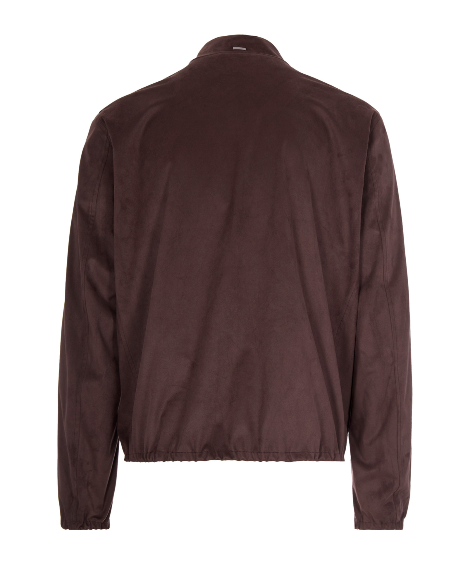 Herno Suede-texture Brown Casual Jacket With High Collar In Red