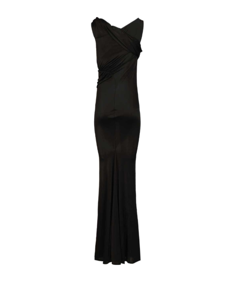 Rick Owens Lilies Sahara V-neck Gown Dress In Black