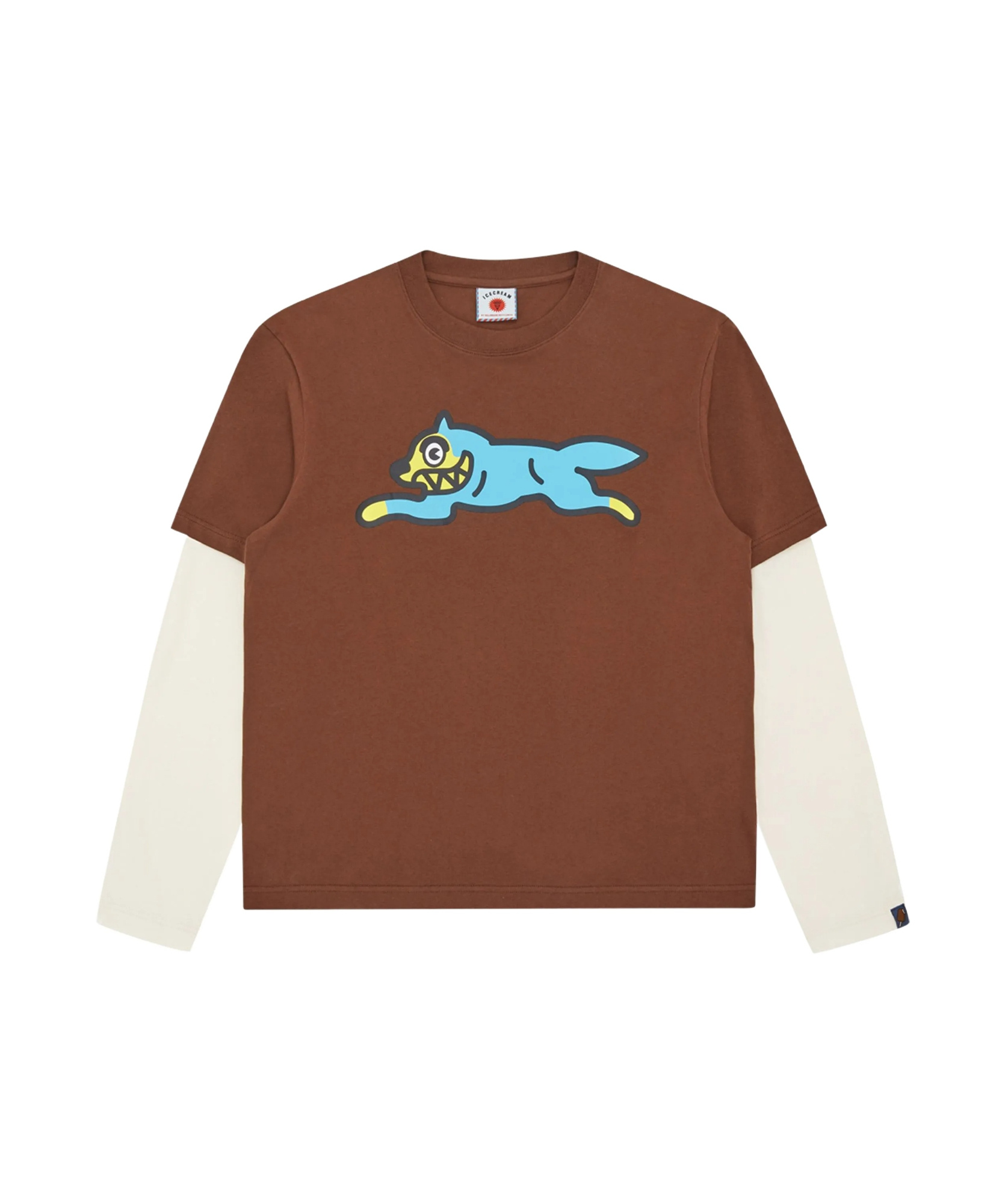 Icecream Running Dog Layered Ls T-shirt In Brown