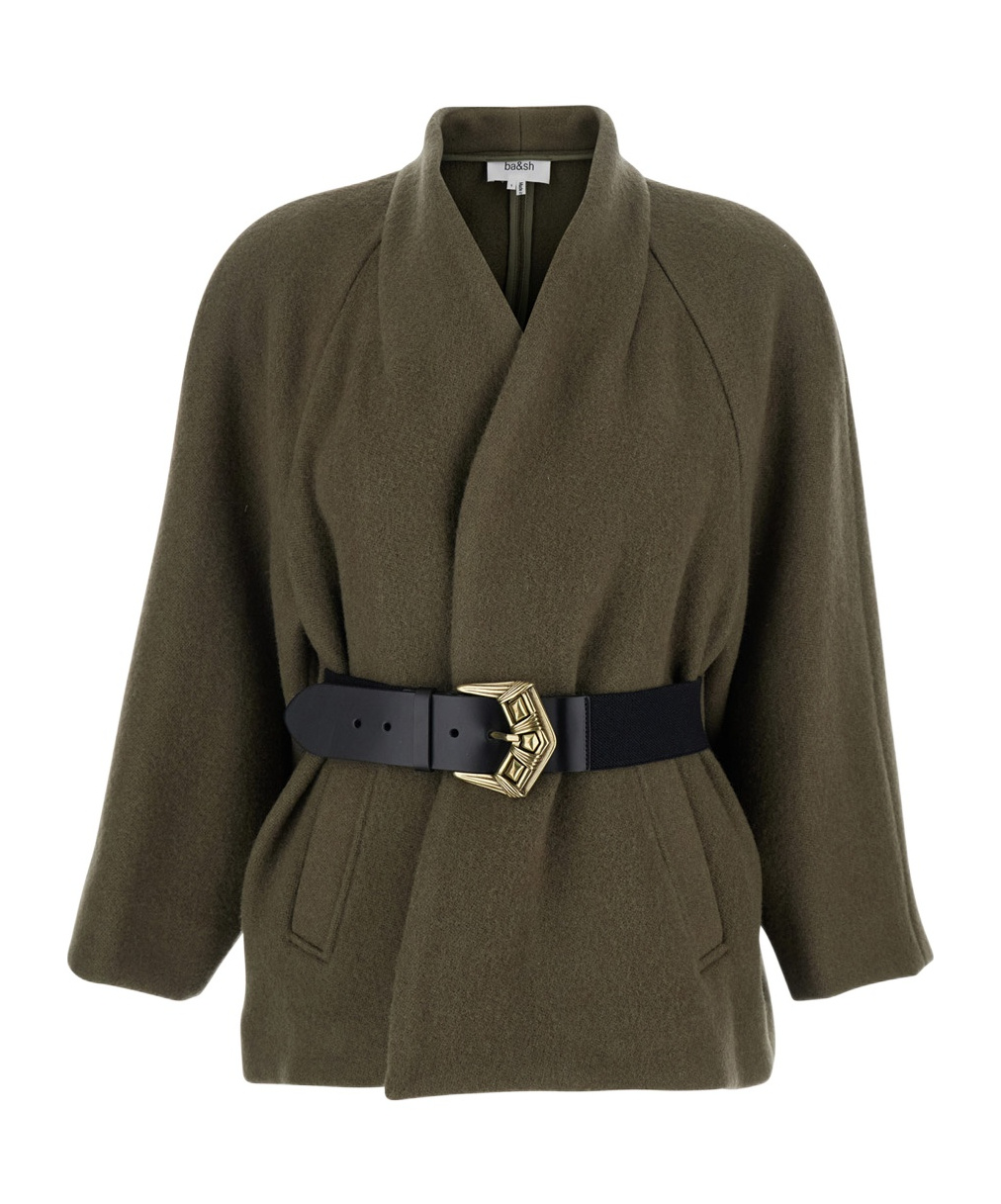 Bash Shawl Collar Coat In Green
