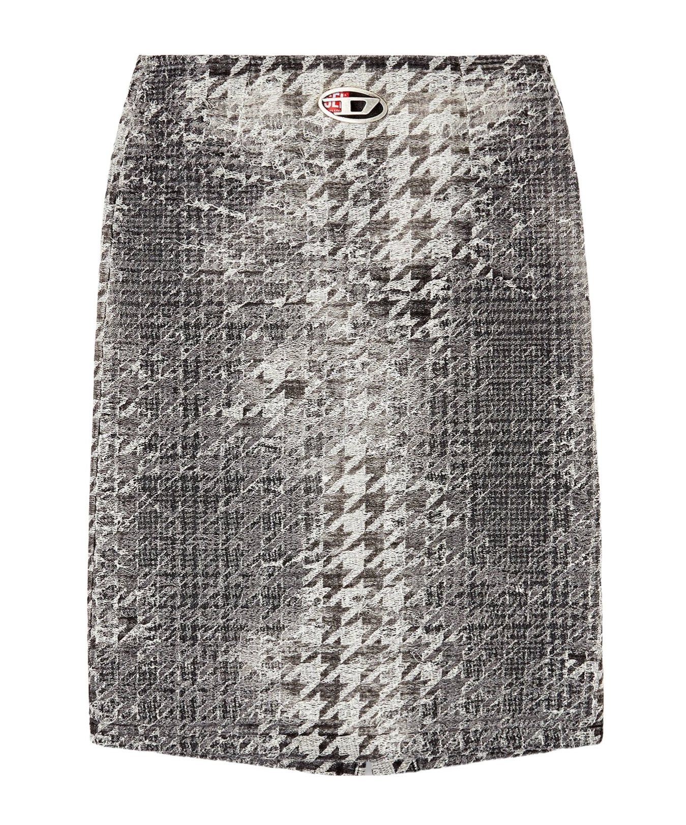 Diesel Midi Skirt In Prince Of Wales Jacquard Denim In Burgundy