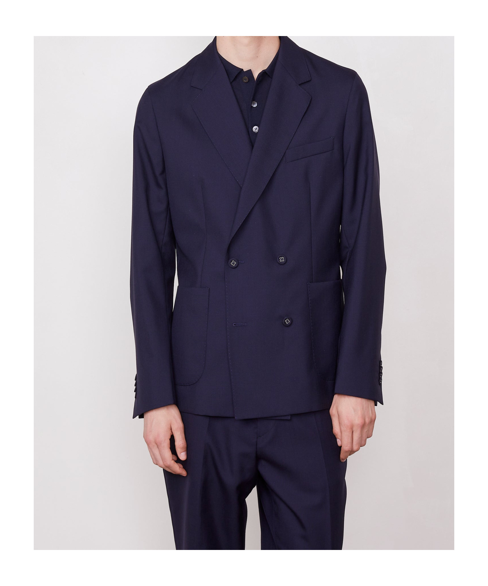 Officine Generale Double Breasted Four Buttons Jacket In Dark Navy