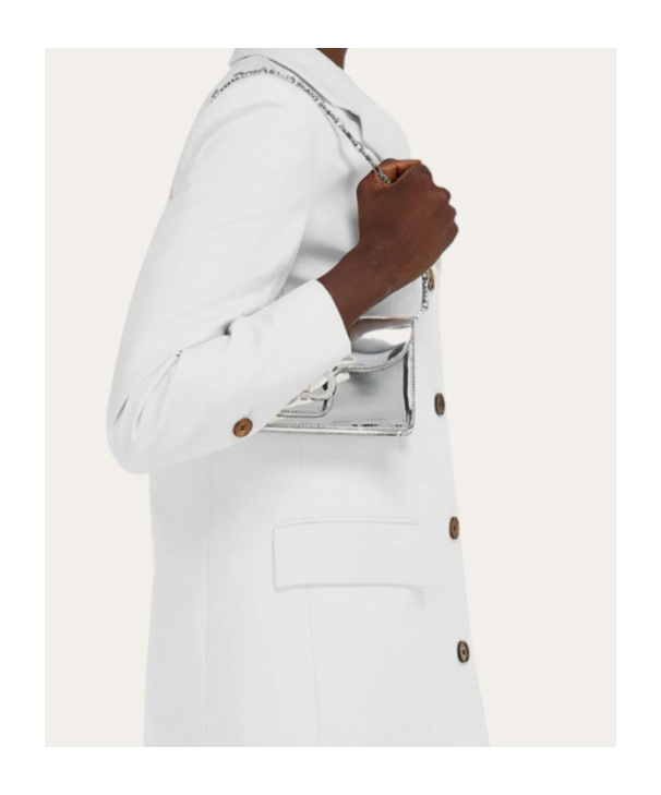 Ferragamo Mini Bag Double Gancini Chain In Silver