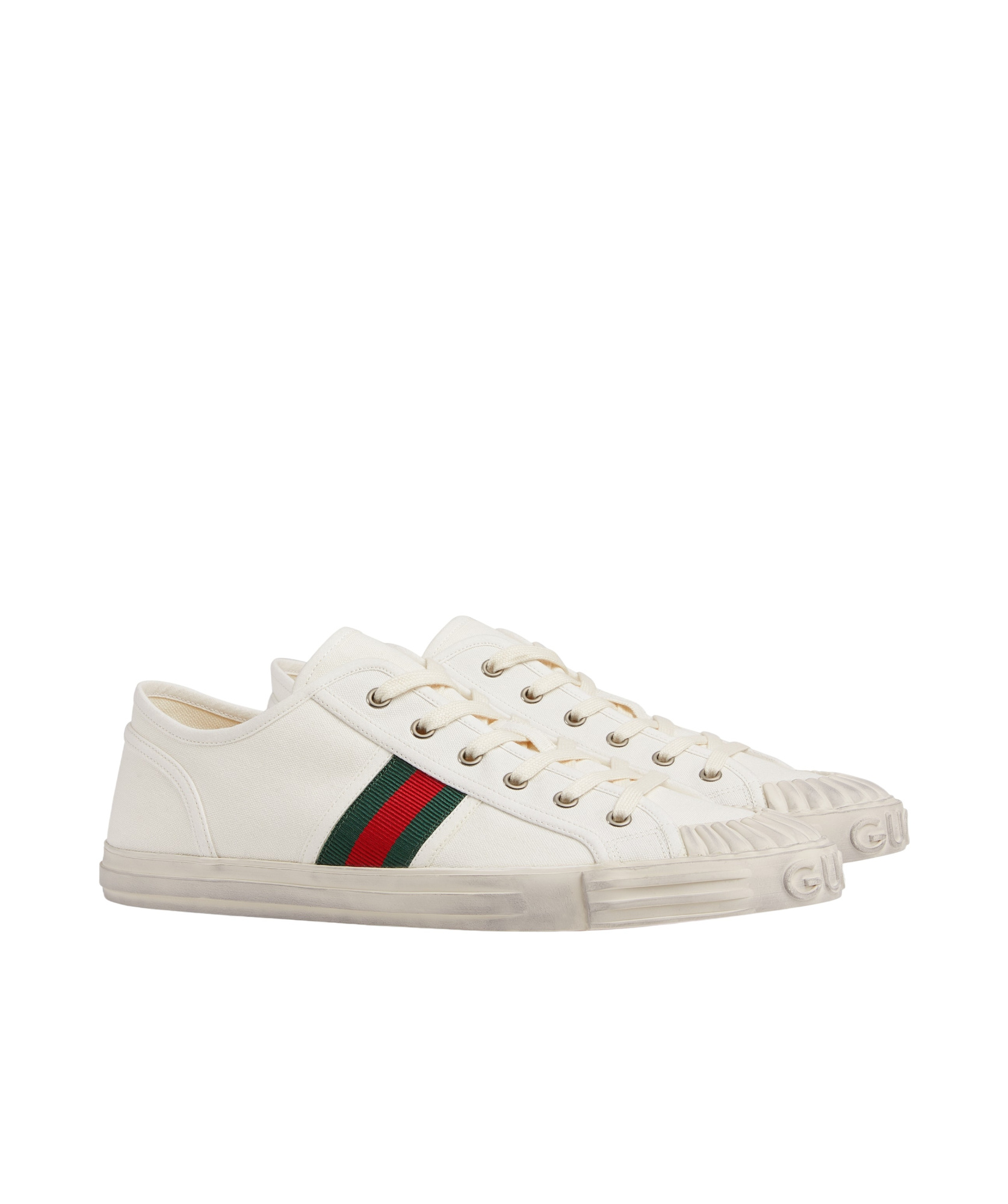 Gucci Stripe Detailed Low-top Sneakers In White