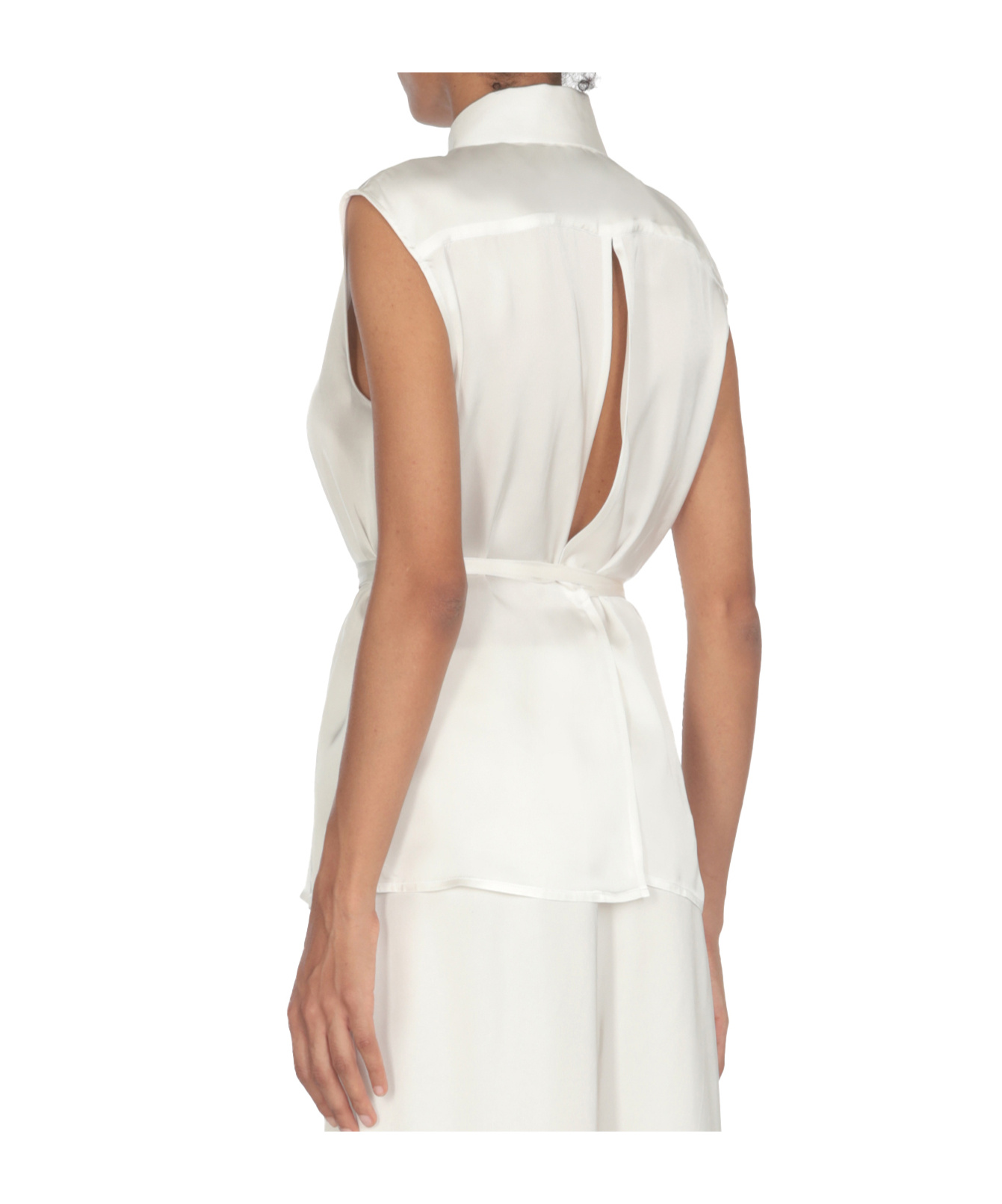 Fabiana Filippi Tied-neck Panelled Blouse In White