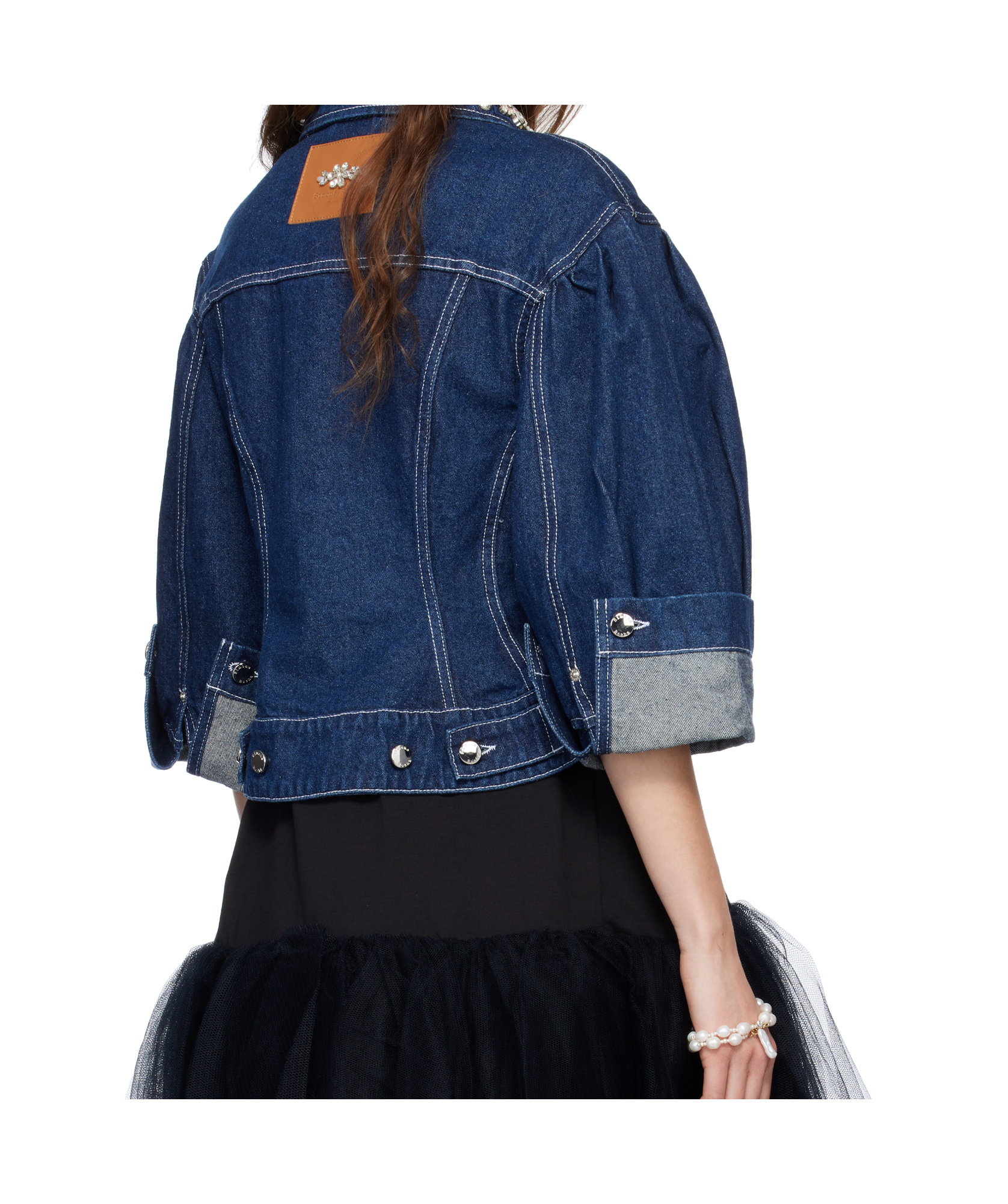 Simone Rocha Crystal-embellished Denim Jacket In Blue