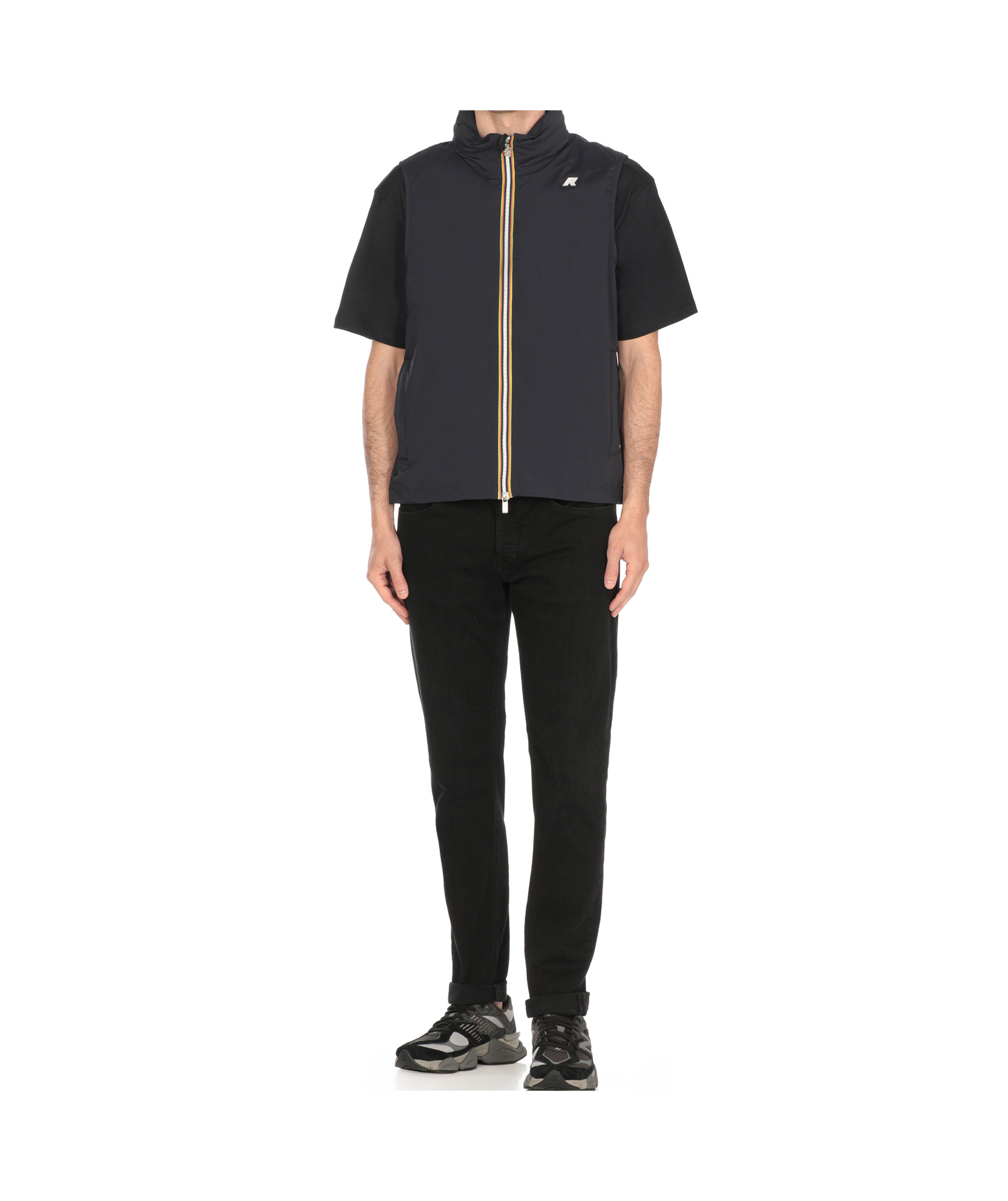 K-way Technical Fabric Jacket With Removable Hood In Black