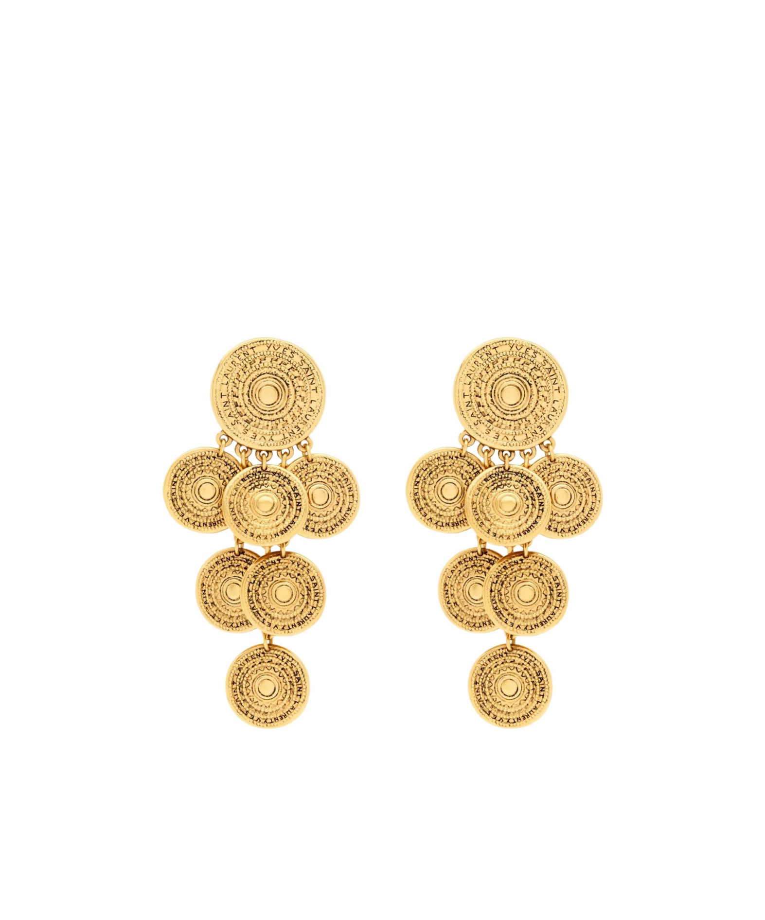 Saint Laurent Medallion Chandelier Clip-on Earrings In Yellow
