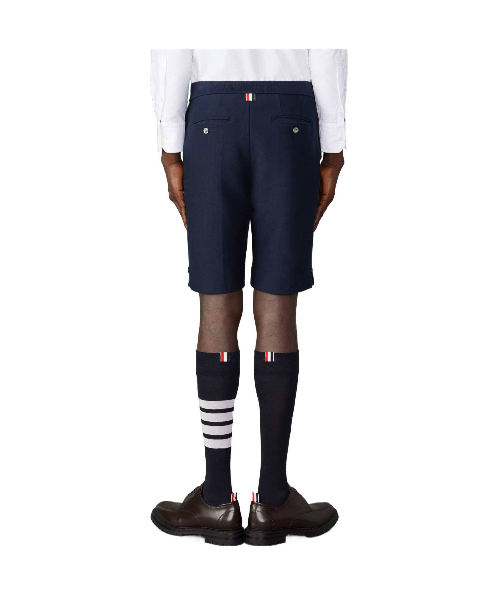 Thom Browne Rwb Stripe Bermuda Shorts In Black