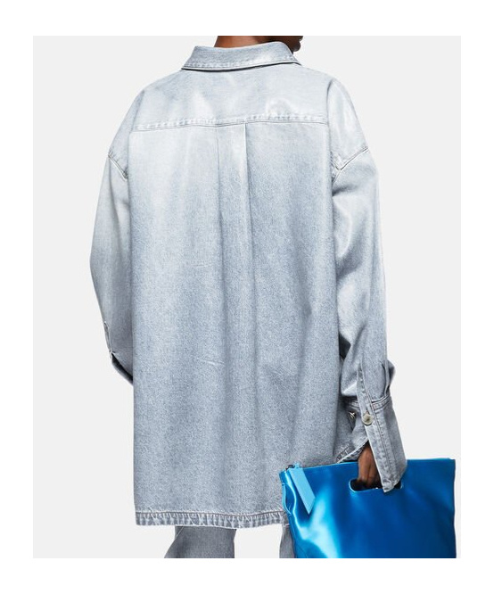 Attico "diana'' Sky Blue Shirt Jacket In White