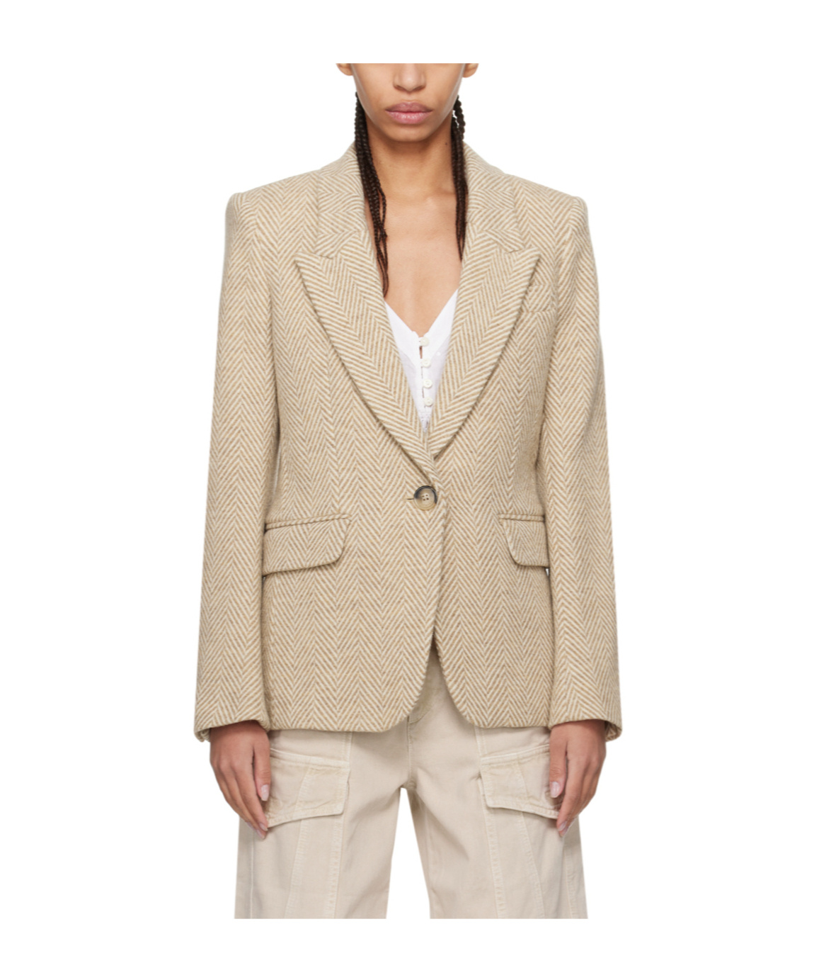 Isabel Marant Étoile Ecru Wool Louison Jacket In Brown